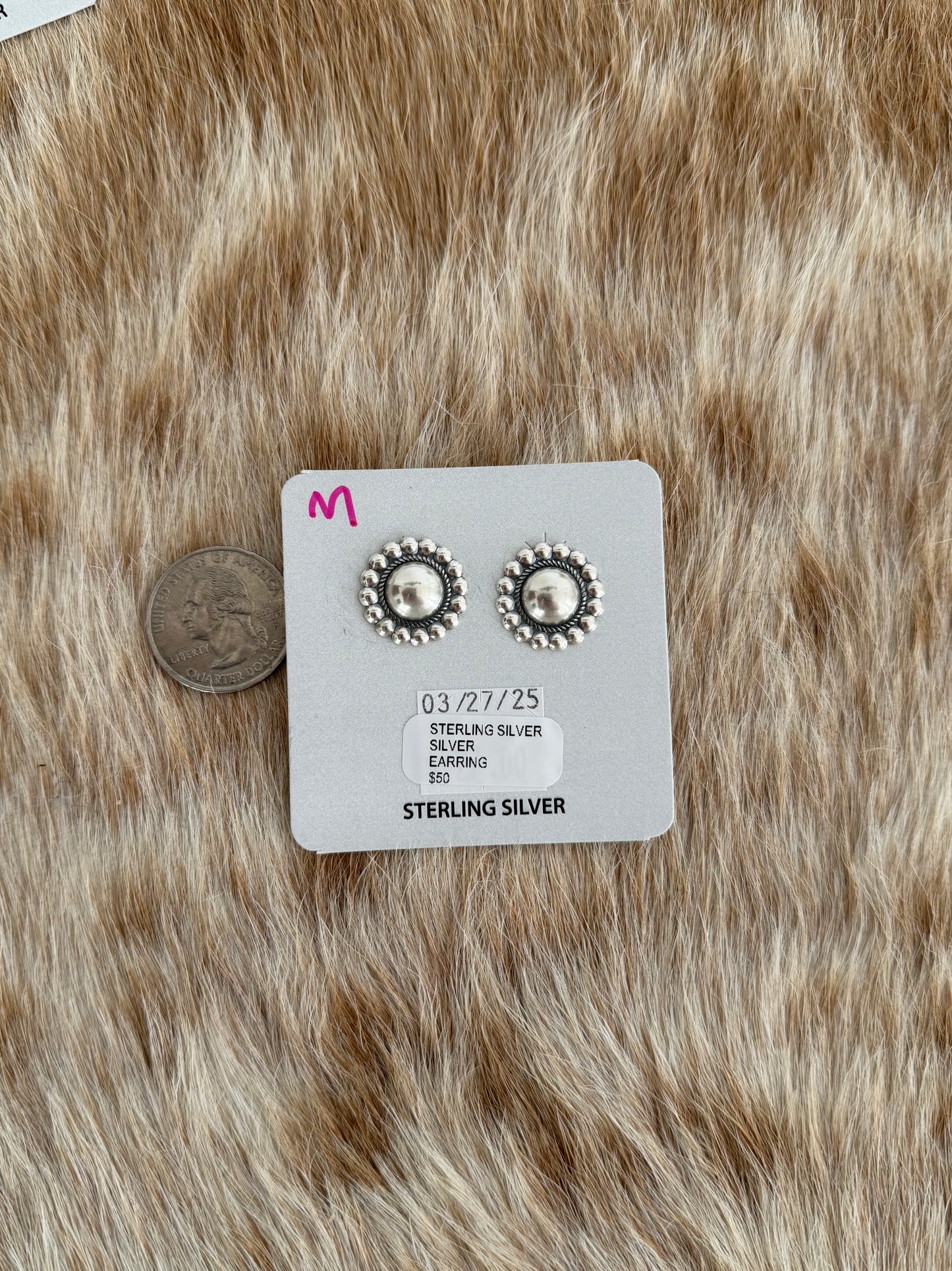 Sterling Silver Concho Earrings