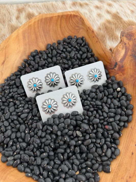 Kingman Turquoise Concho Earrings