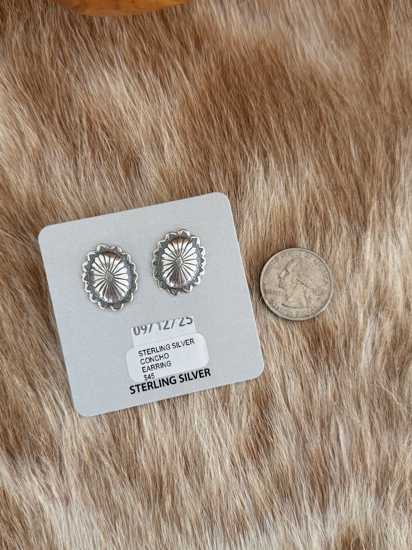 Sterling Silver Concho Earrings