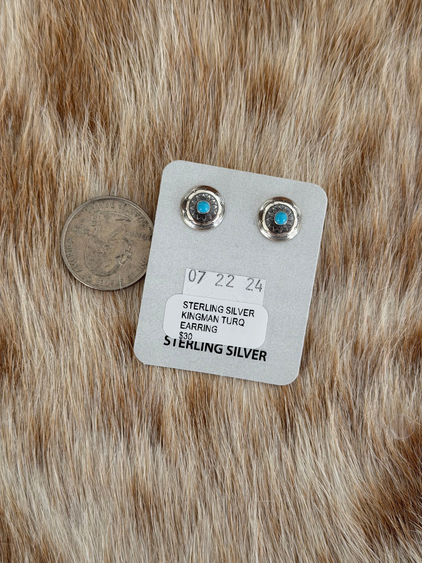 Kingman Turquoise Concho Earrings