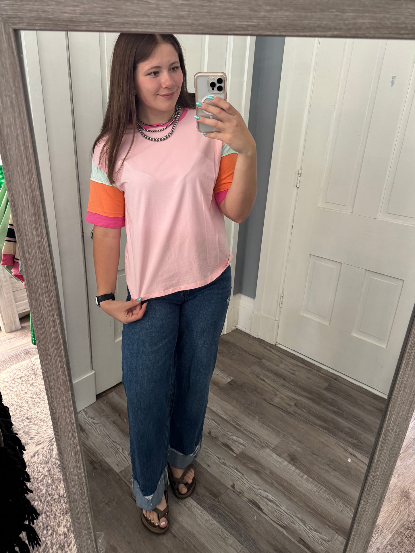 Pink Multicolored Oversized Tee