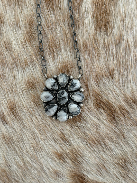 White Buffalo Cluster Necklace