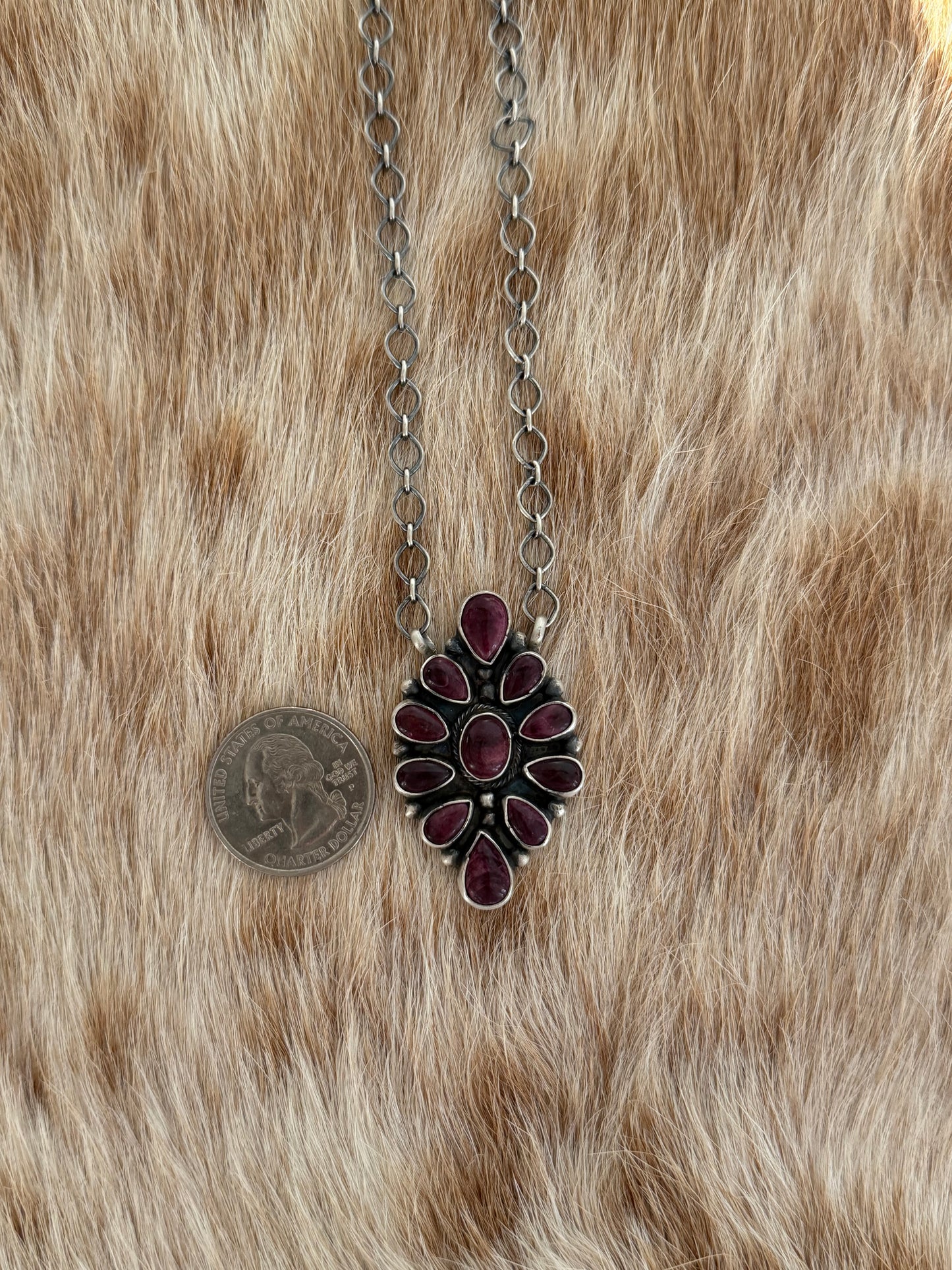 Purple Spiny Oyster Shell Cluster Necklace