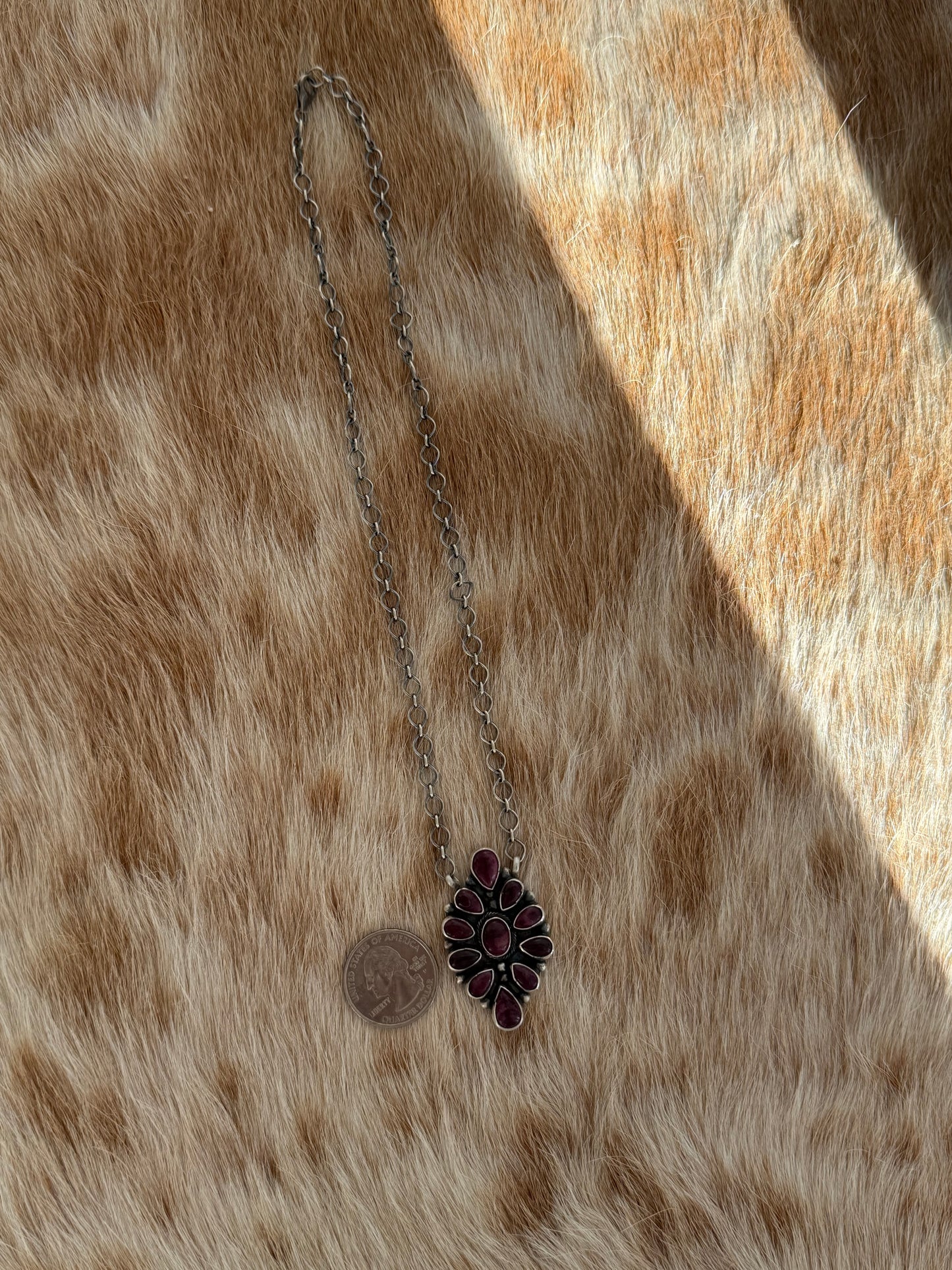 Purple Spiny Oyster Shell Cluster Necklace