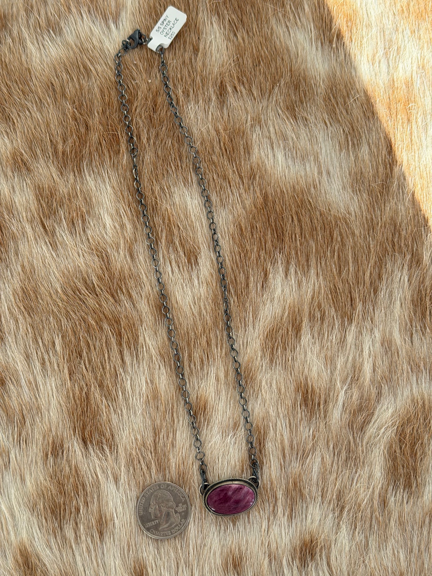 Purple Spiny Oyster Shell Bar Necklace