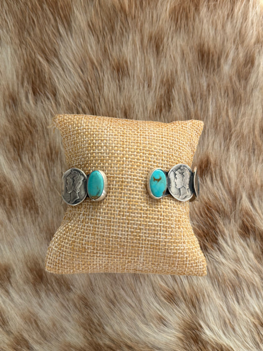Liberty Coin and Turquoise Cuff