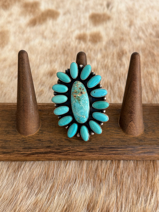 LARGE Size 10 Turquoise Cluster Statement Ring