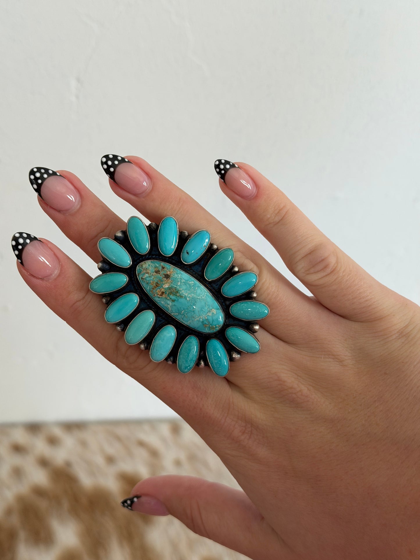 LARGE Size 10 Turquoise Cluster Statement Ring