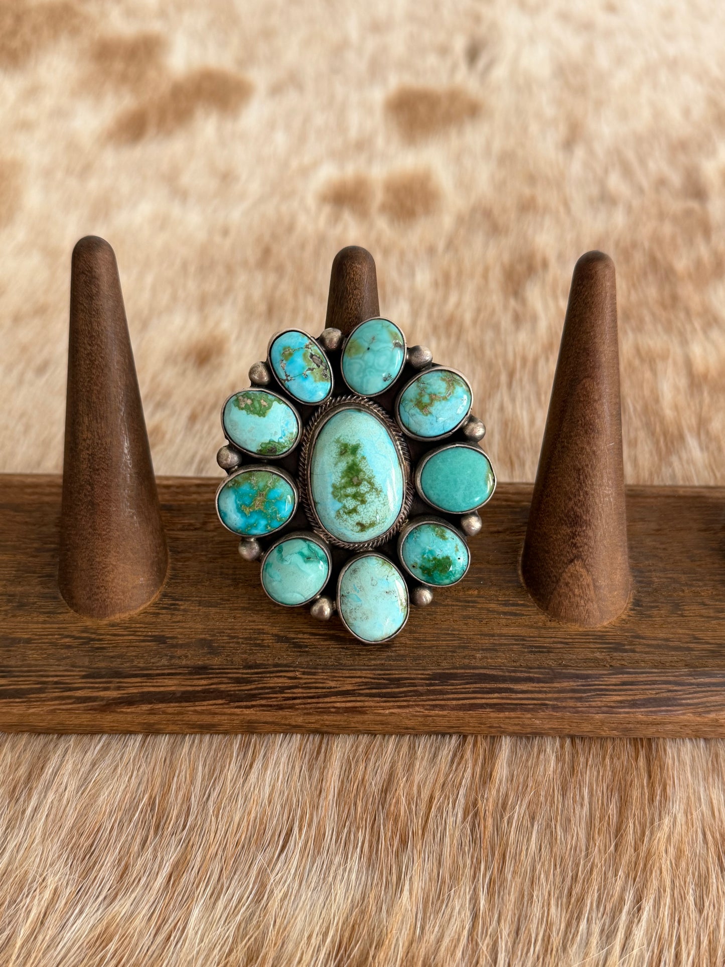 LARGE Adjustable Turquoise Cluster Statement Ring
