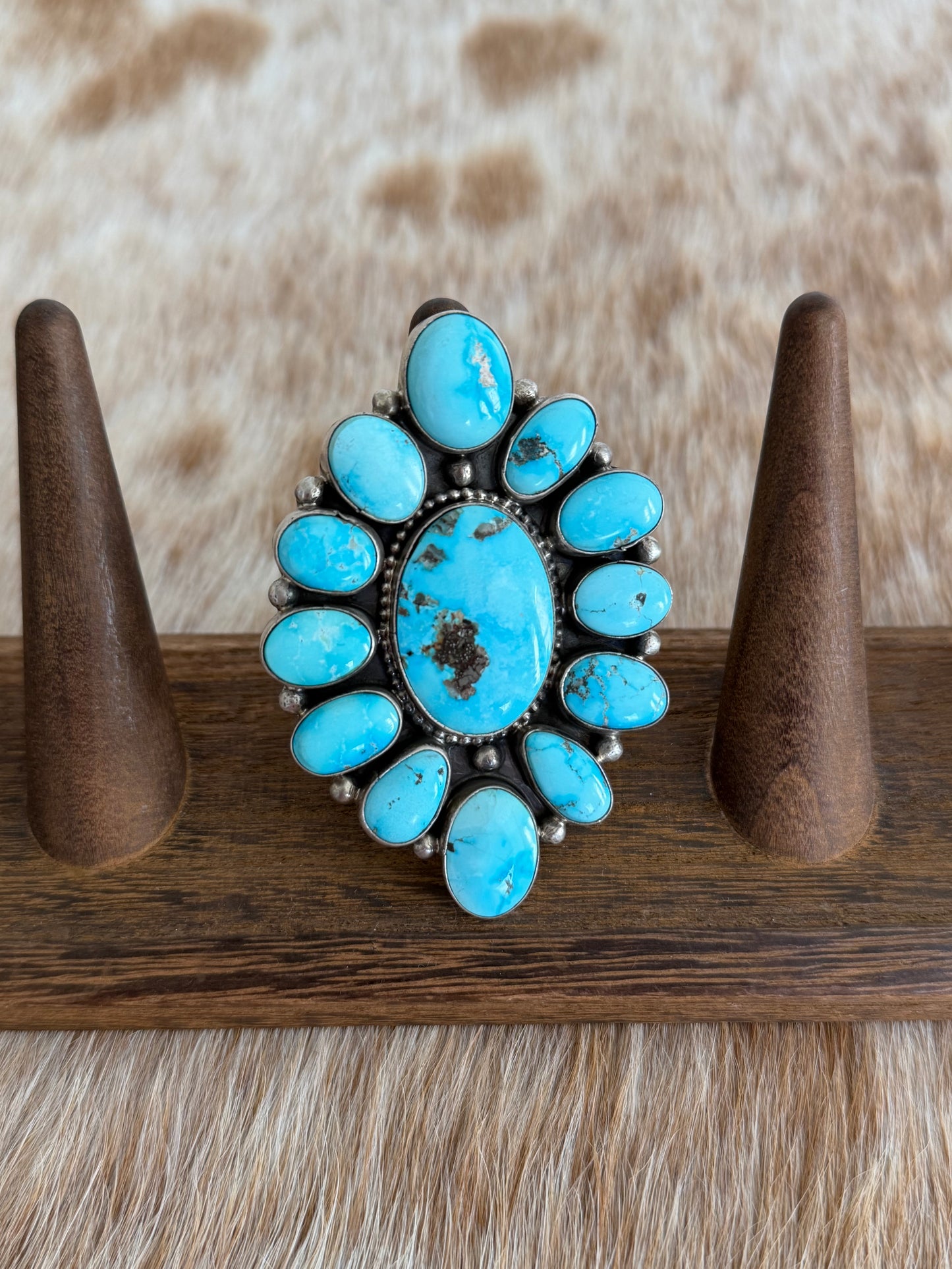LARGE Size 9 Turquoise Cluster Statement Ring