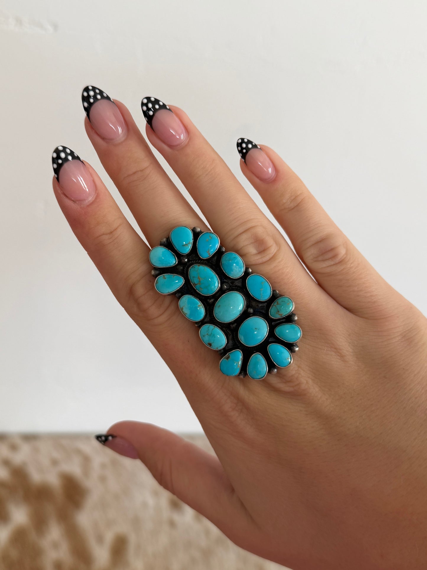 Adjustable Turquoise Cluster Statement Ring