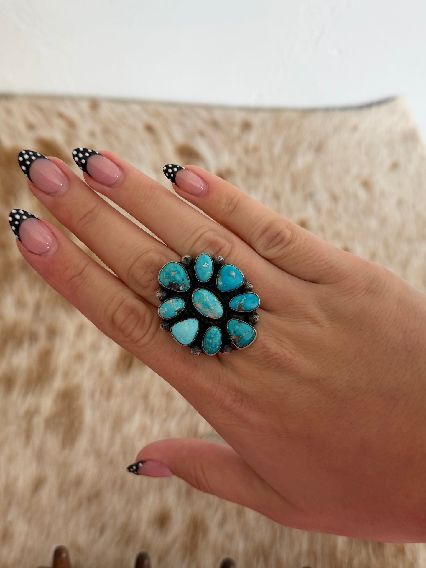 Adjustable Turquoise Cluster Ring