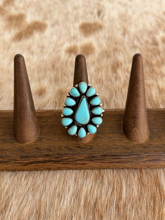 Adjustable Turquoise Cluster Ring