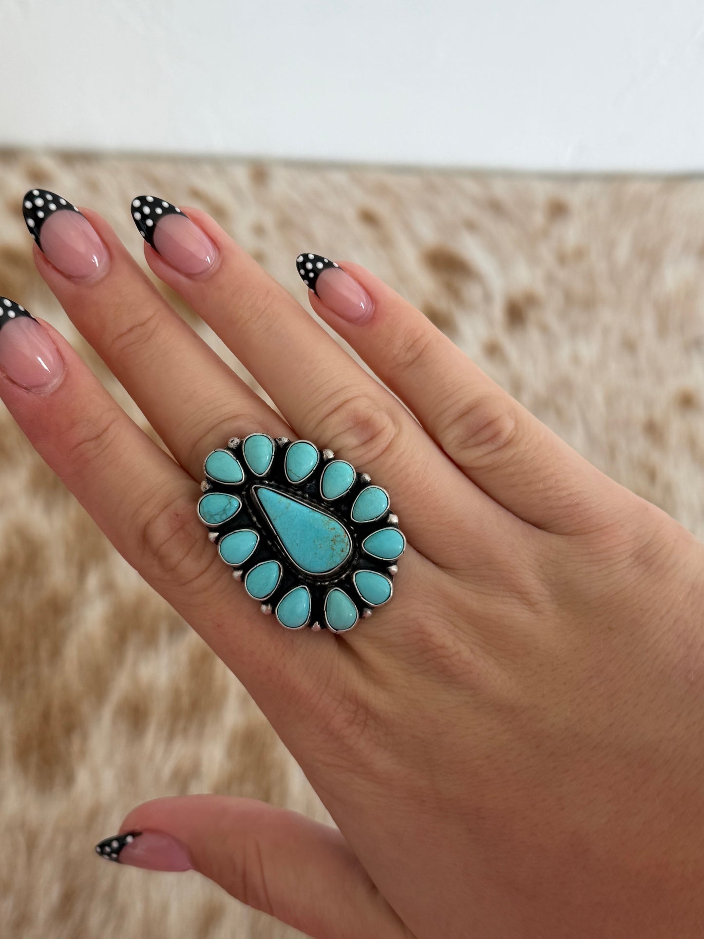 Adjustable Turquoise Cluster Ring