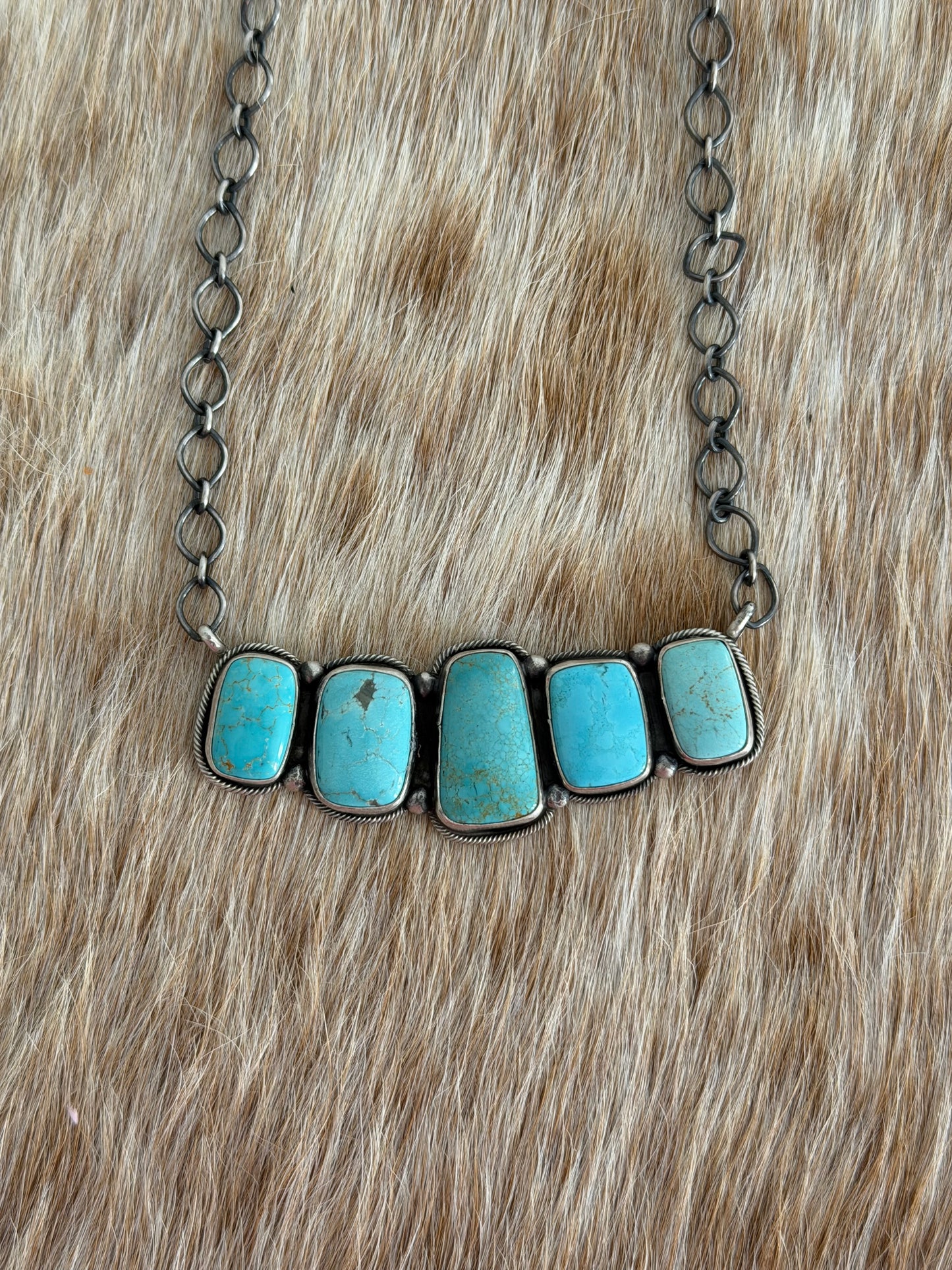 Turquoise Cluster Bar Necklace