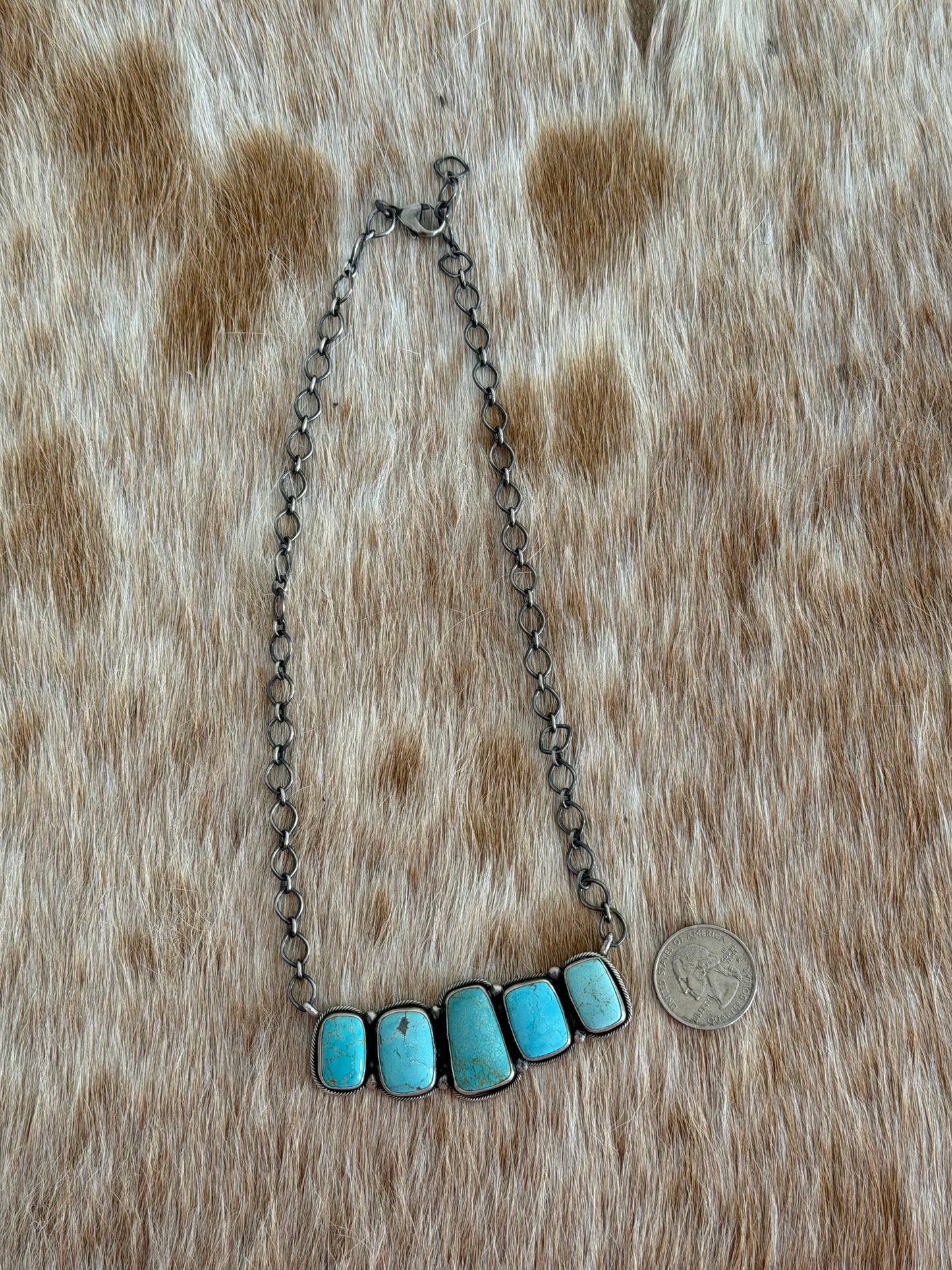 Turquoise Cluster Bar Necklace
