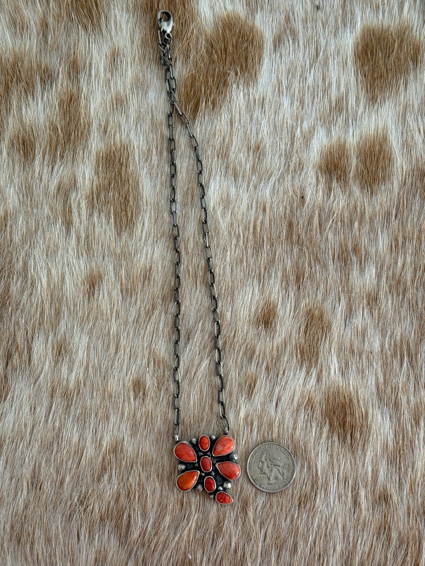 Red Spiny Oyster Shell Dragonfly Necklace