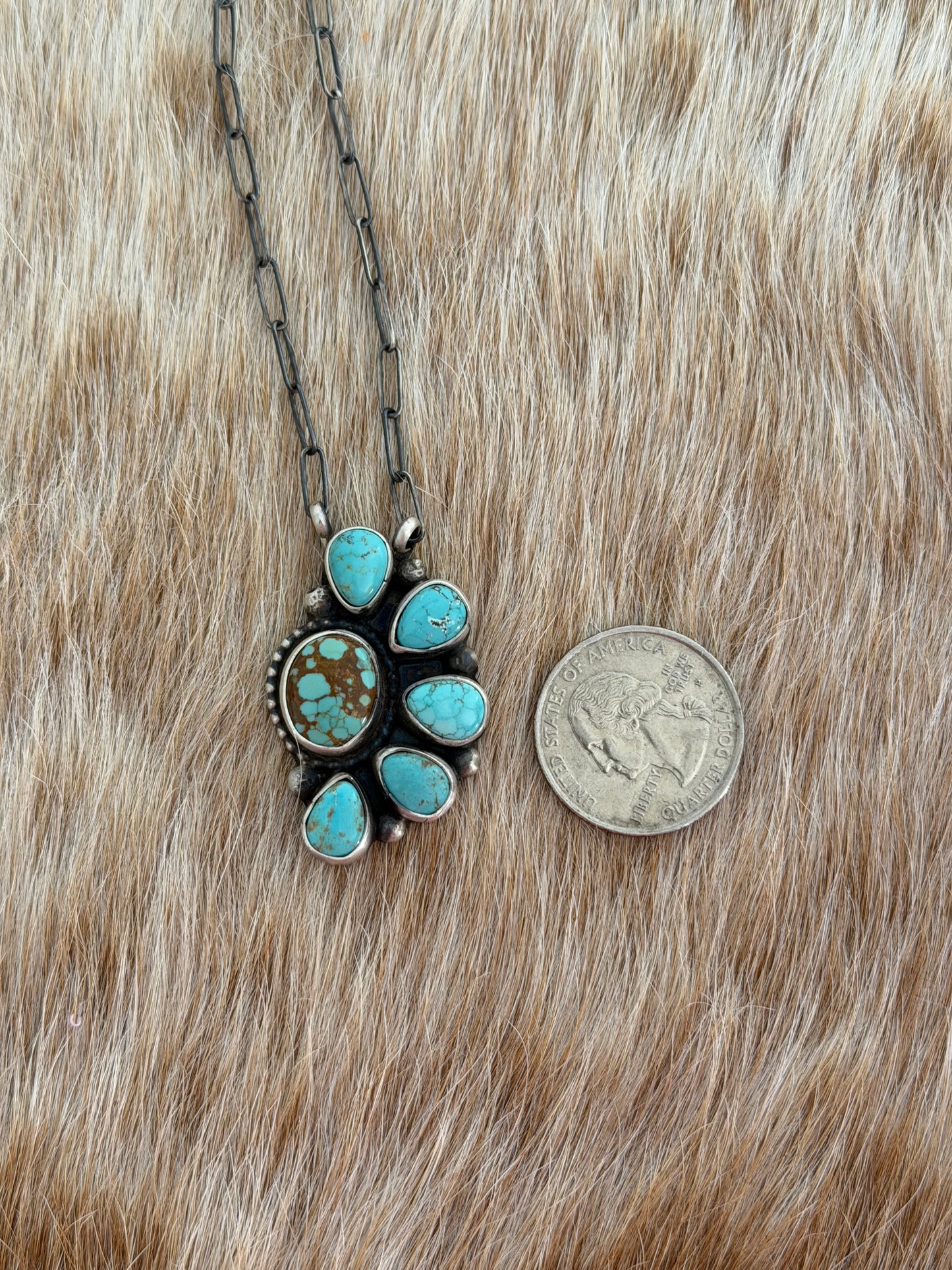 Turquoise Half Cluster Necklace