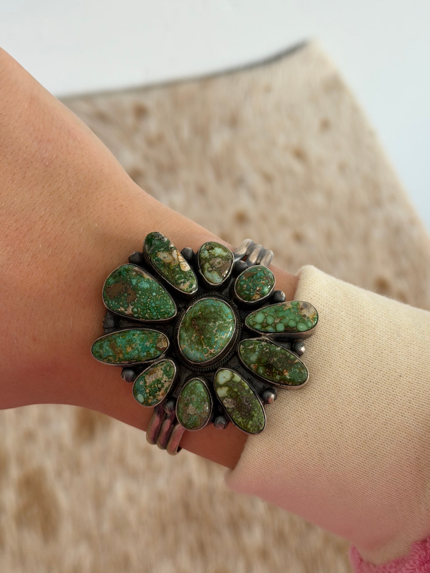 LARGE Sonoran Gold Turquoise Cluster Cuff