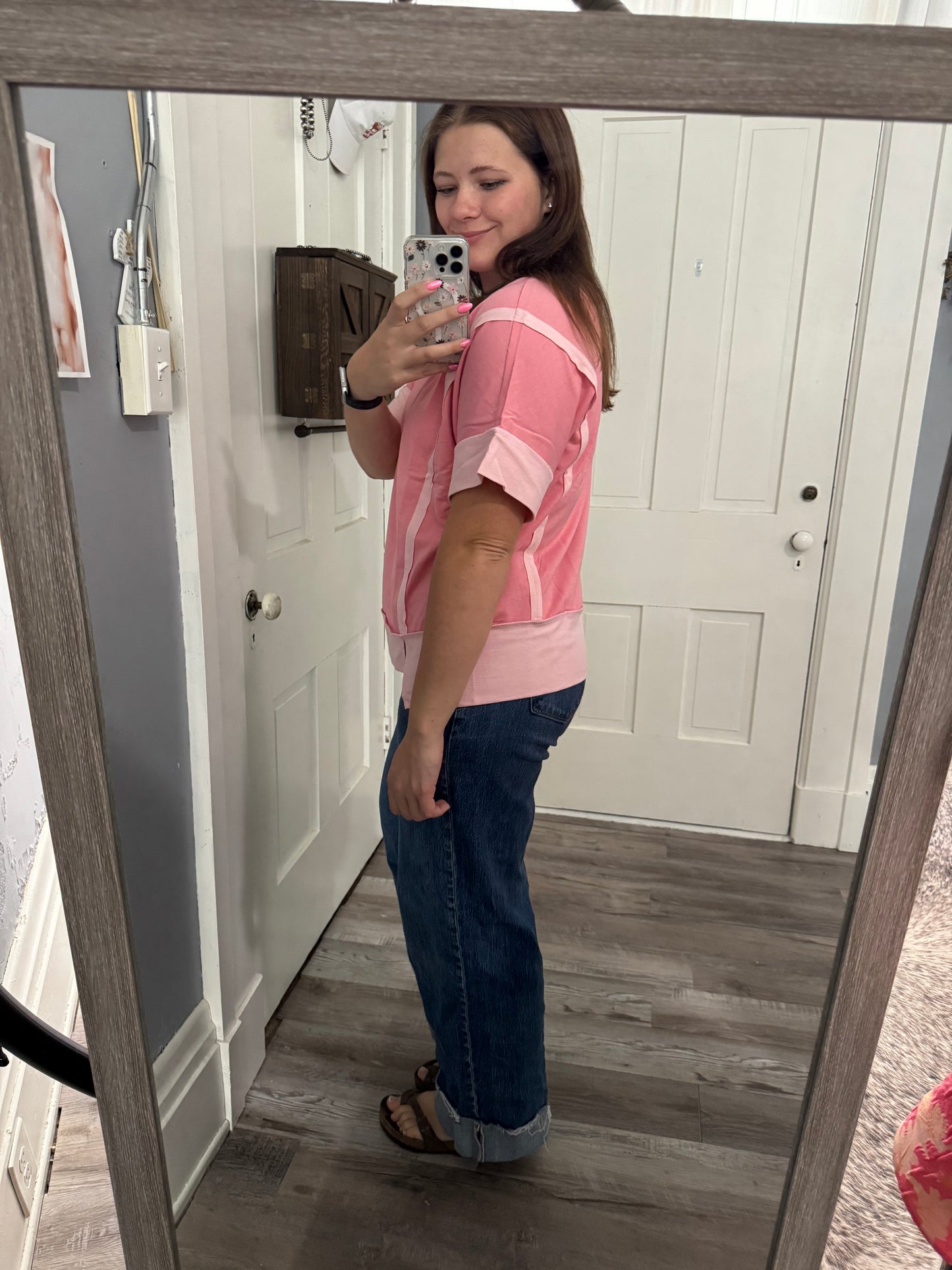 PLUS Pink Half Sleeve Oversized Top