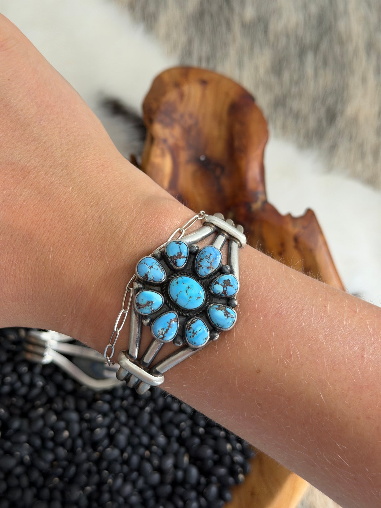 Golden Hills Turquoise Cluster Cuff Bracelet
