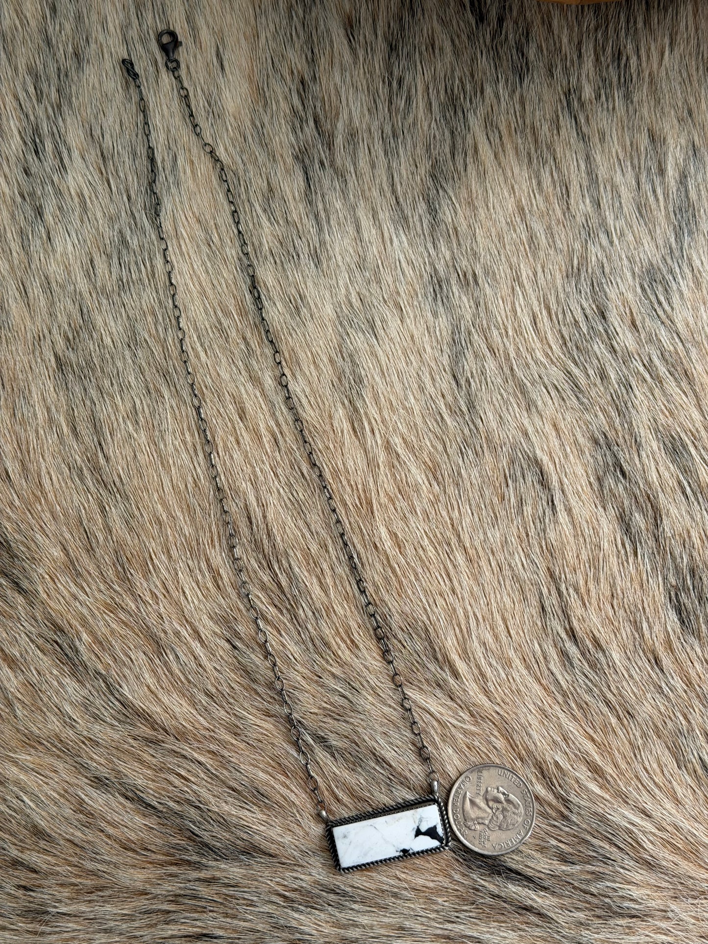 White Buffalo Rectangle Bar Necklace