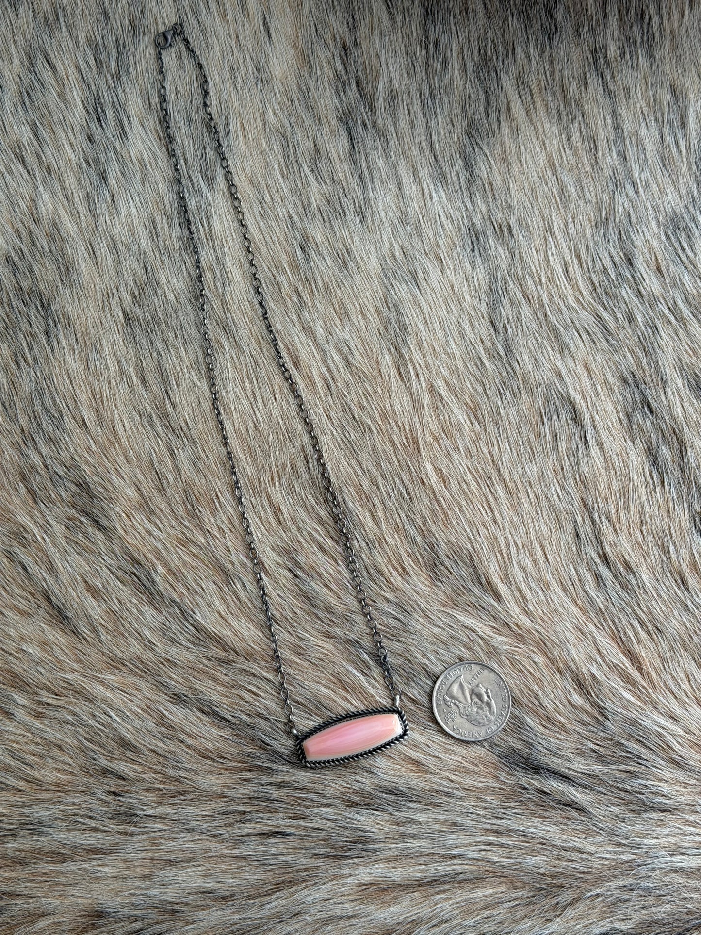 Pink Conch Bar Necklace