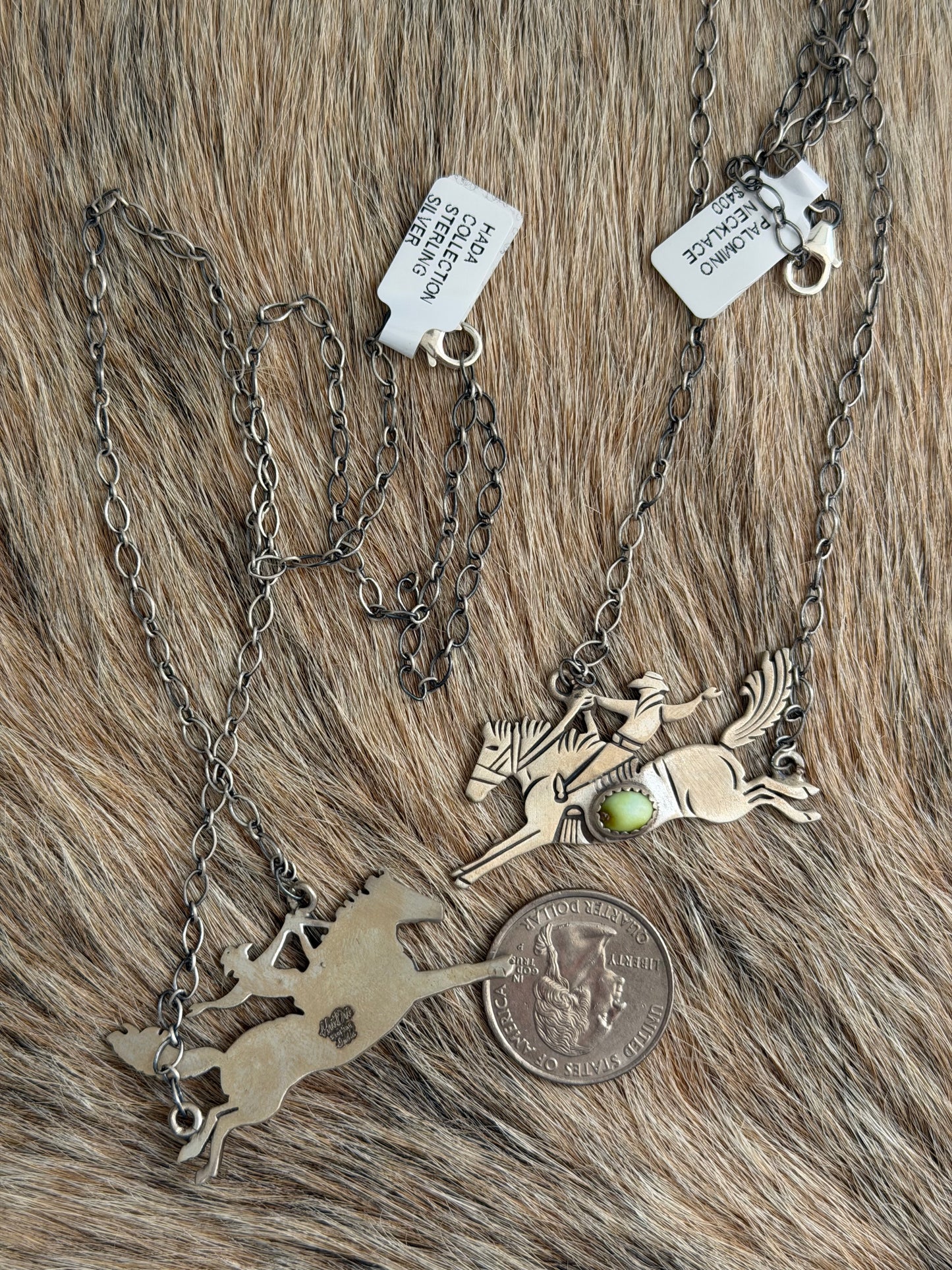 Sterling Silver Bucking Horse Stone Necklace