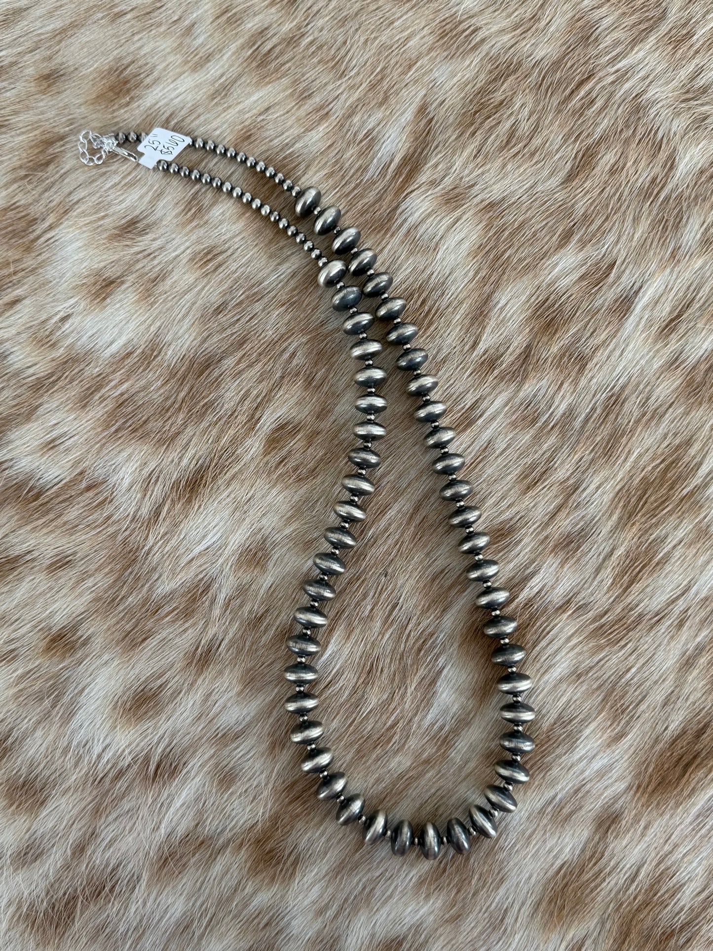 25" 12mm Rondelle Pearl Necklace