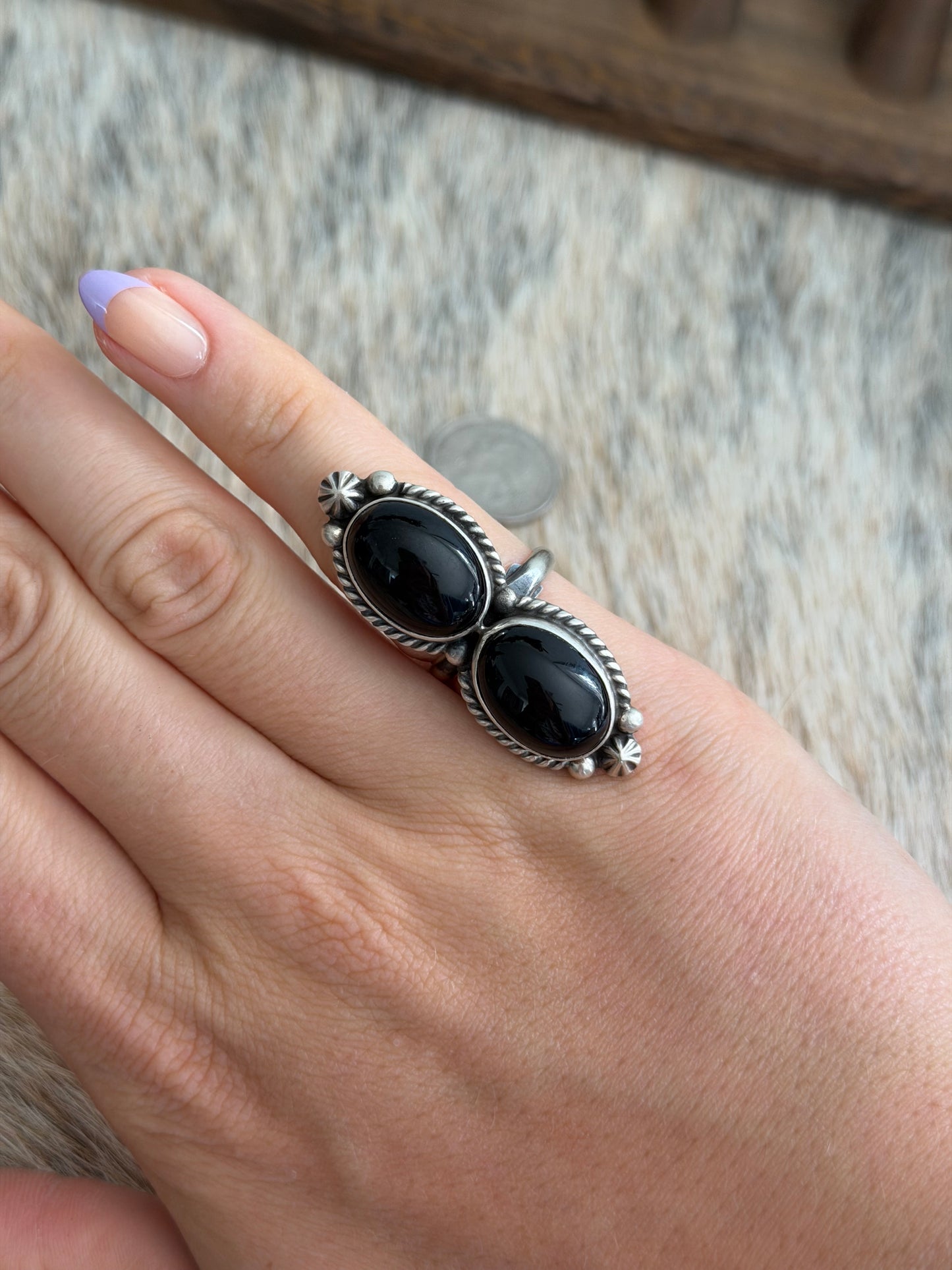 Adjustable Black Onyx Ring