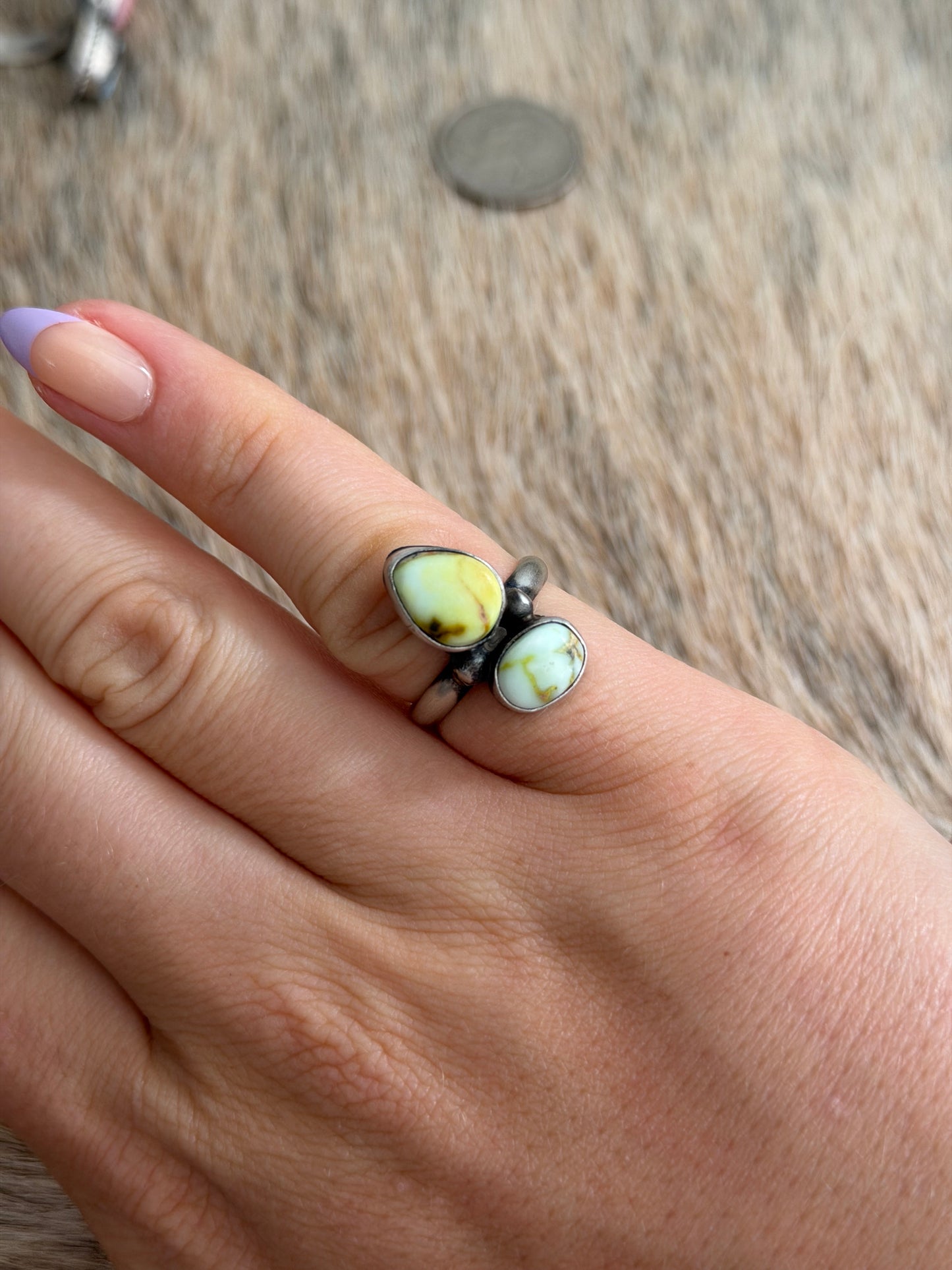 Size 7.5 Palomino Variscite Cluster Ring