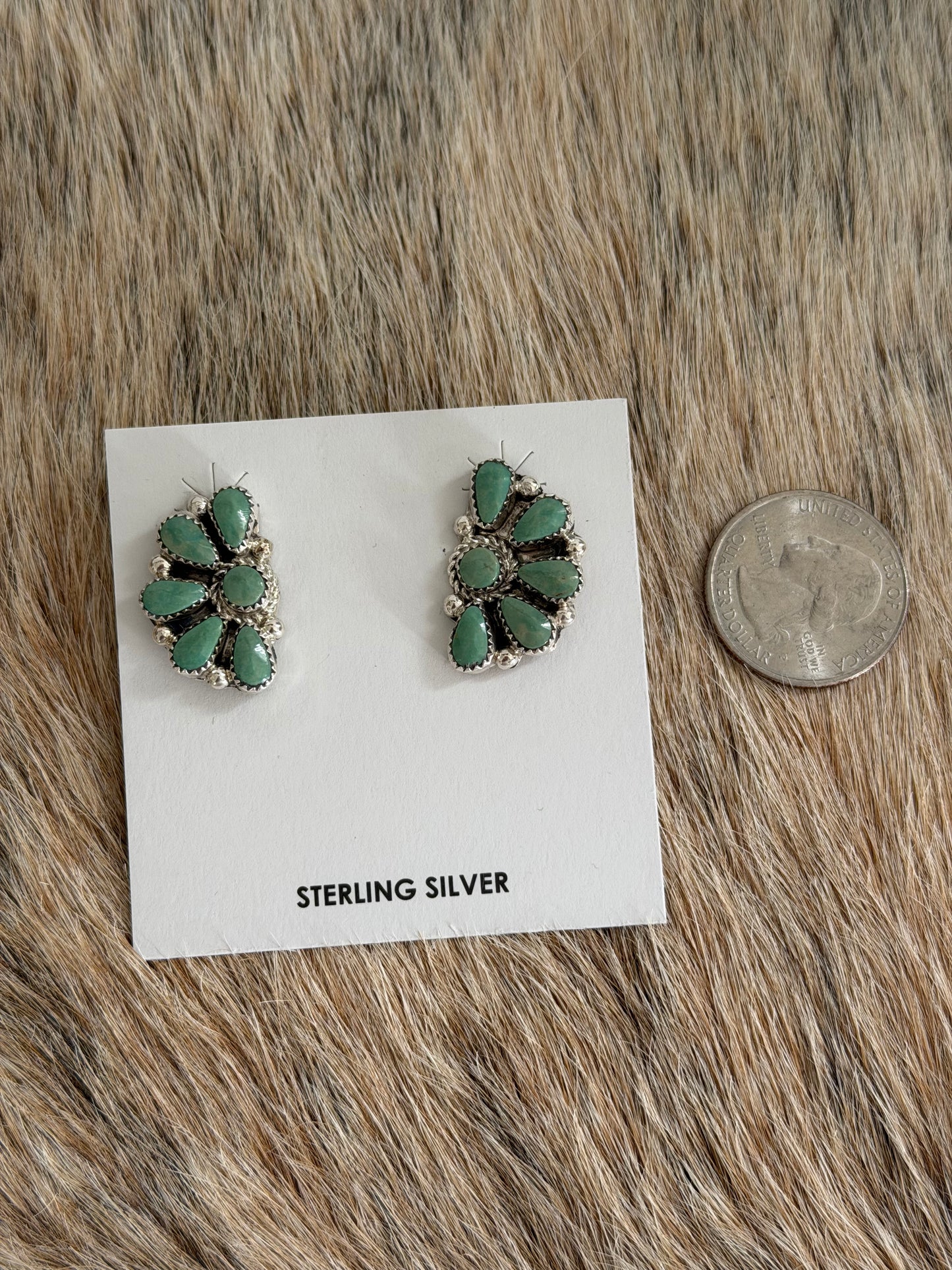 Green Kingman Turquoise Half Cluster Earrings