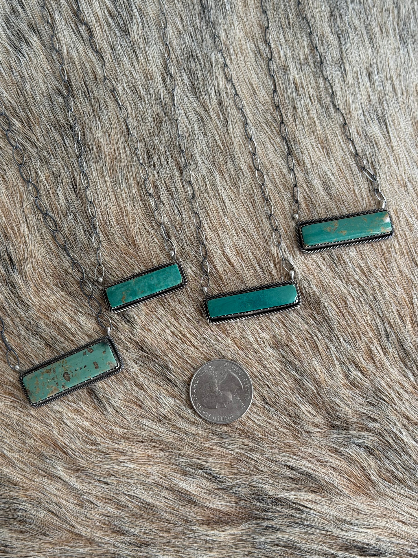Green Kingman Turquoise Bar Necklace