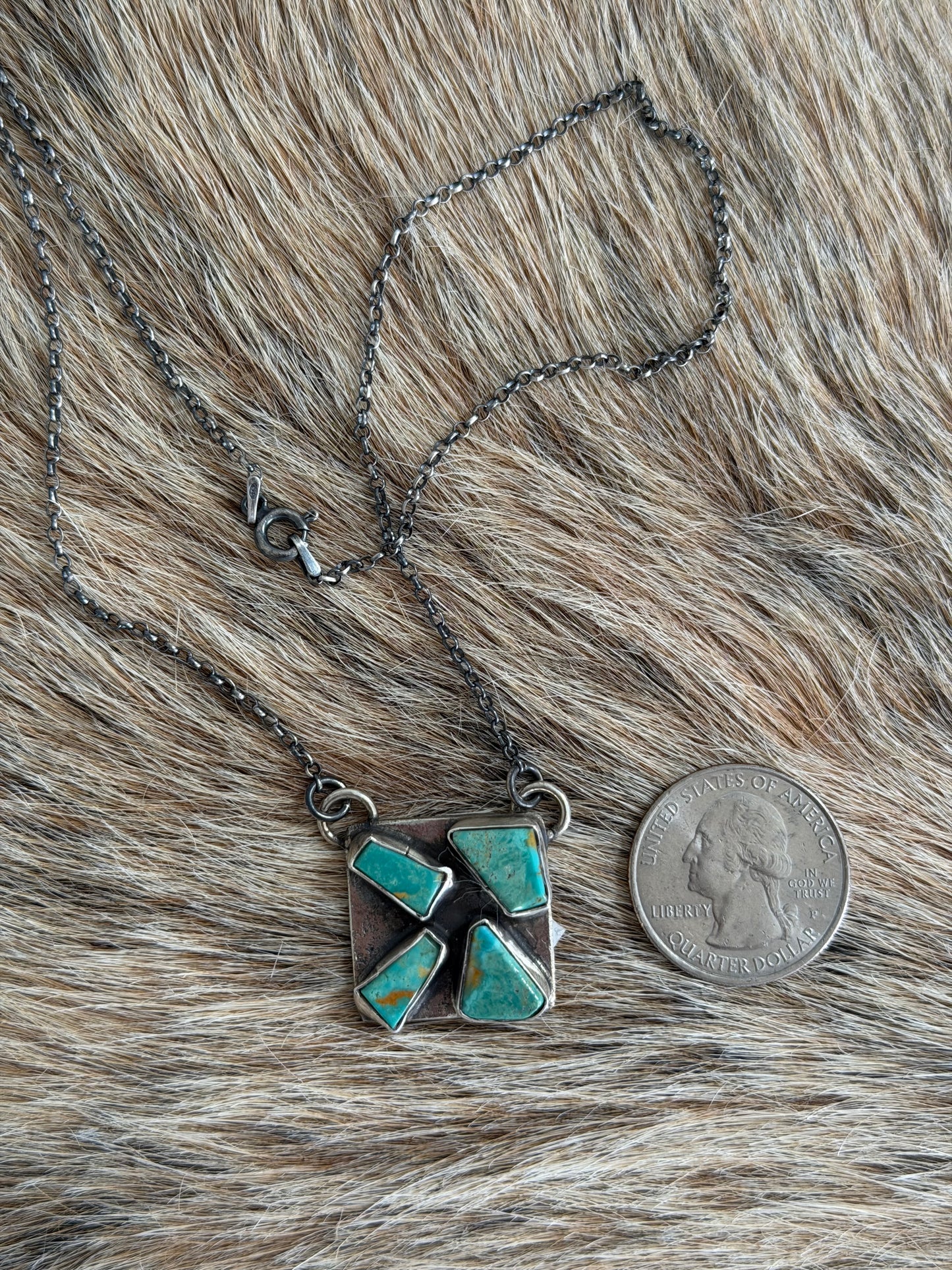 Kingman Turquoise Cluster Bar Necklace