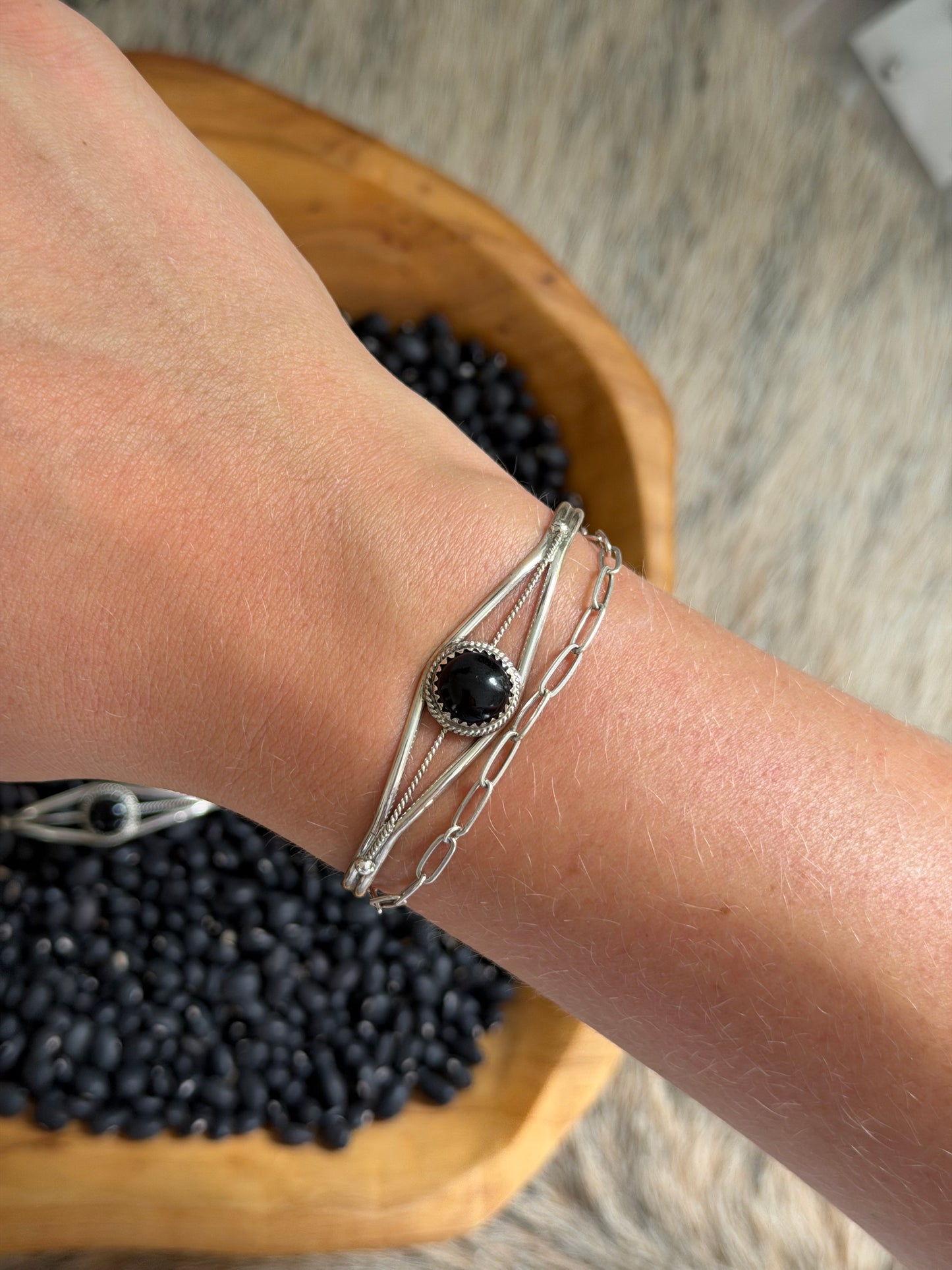 Black Onyx Dainty Cuff