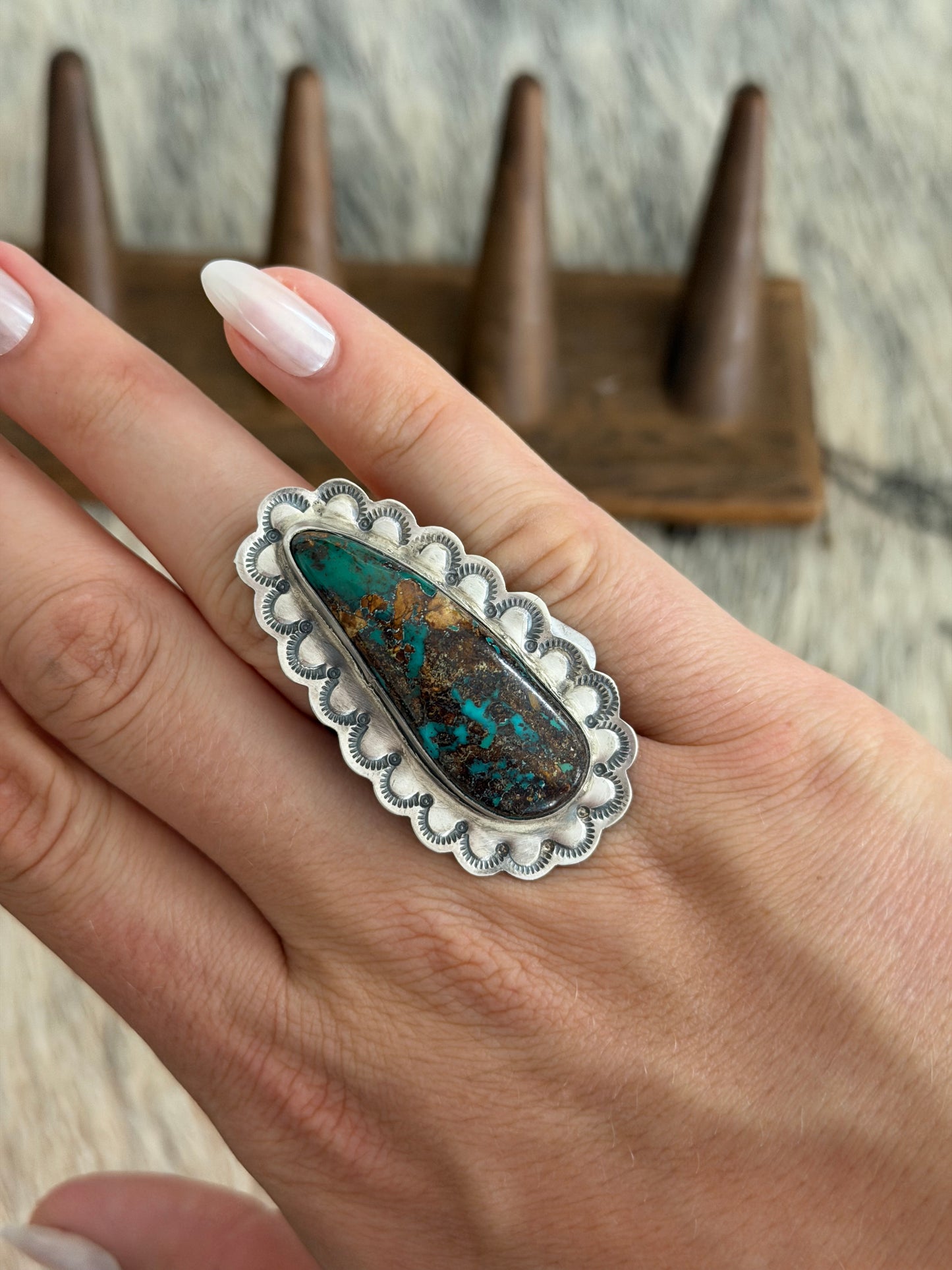 Large Adjustable Royston Turquoise Ring