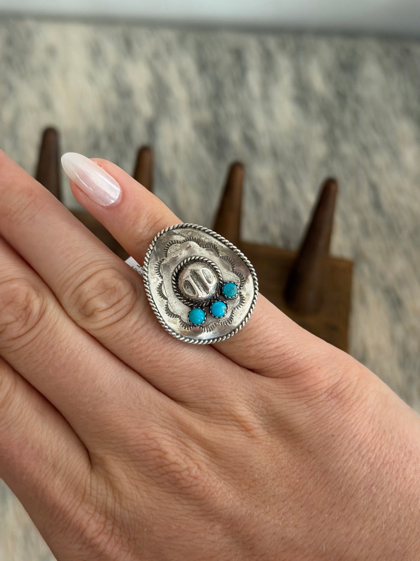 Kingman Turquoise Cowboy Hat Ring