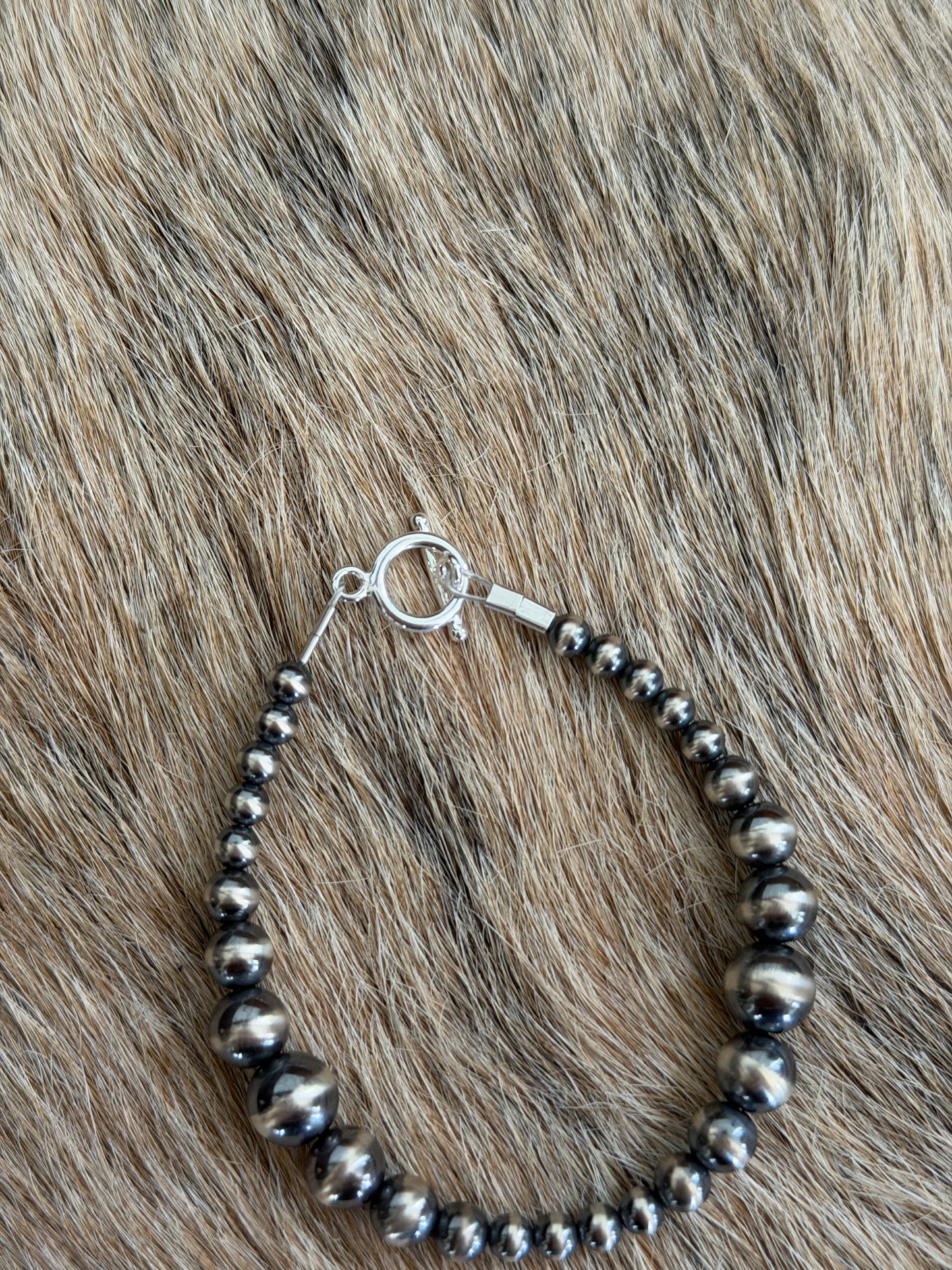 4mm-8mm Graduated Sterling Pearl Bracelet