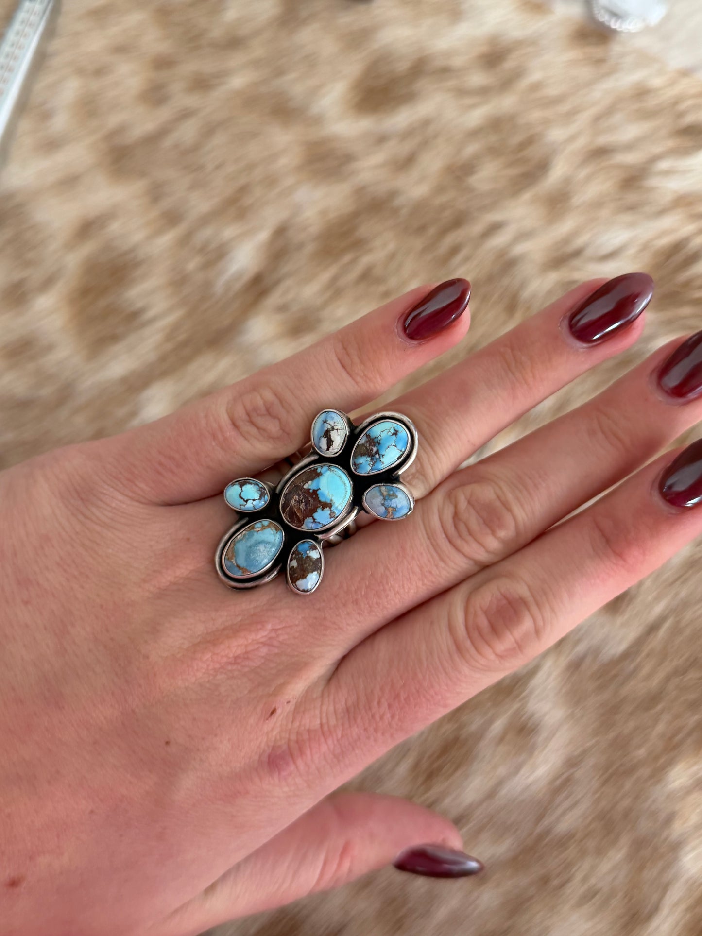Adjustable Golden Hills Turquoise Ring