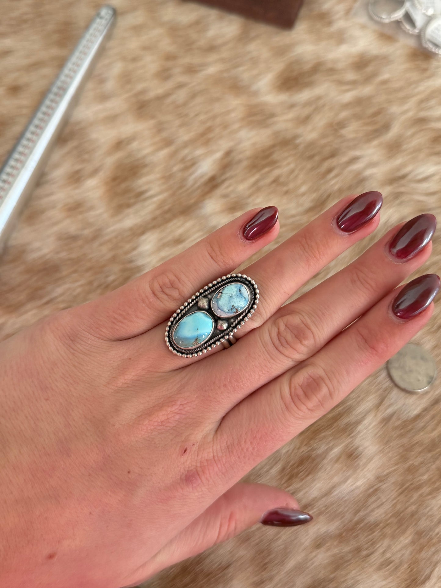Adjustable Golden Hills Turquoise Ring