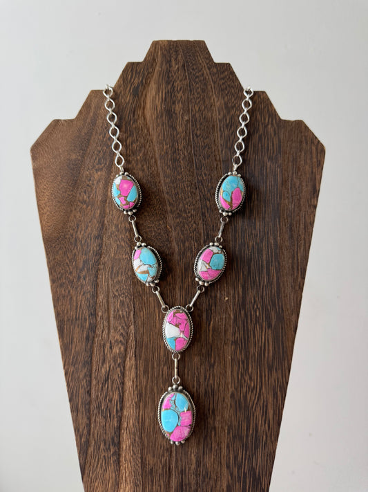 Cotton Candy Lariat Necklace and Earrings Set