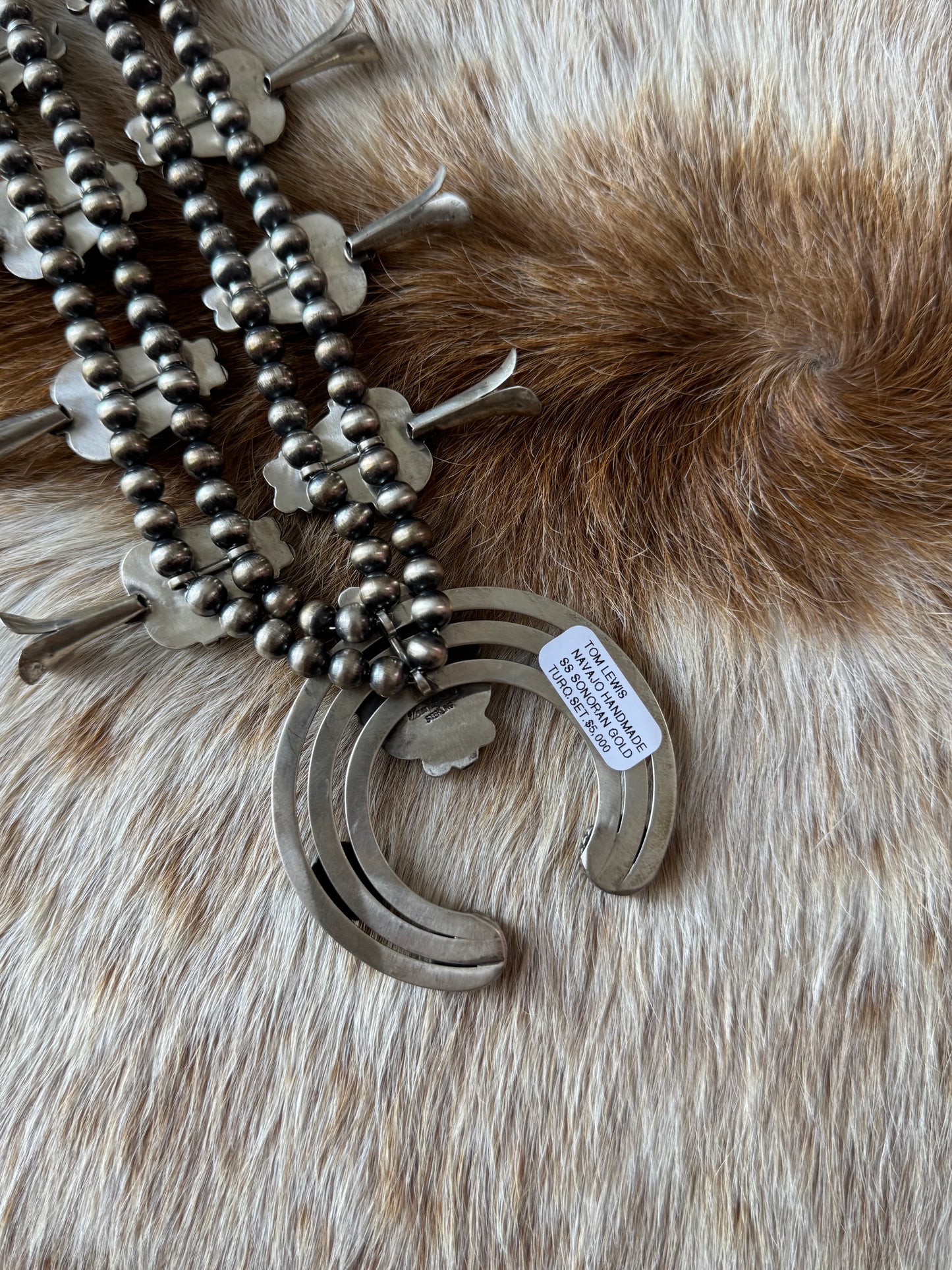 Sonoran Gold Turquoise Squash Blossom Necklace with Earrings