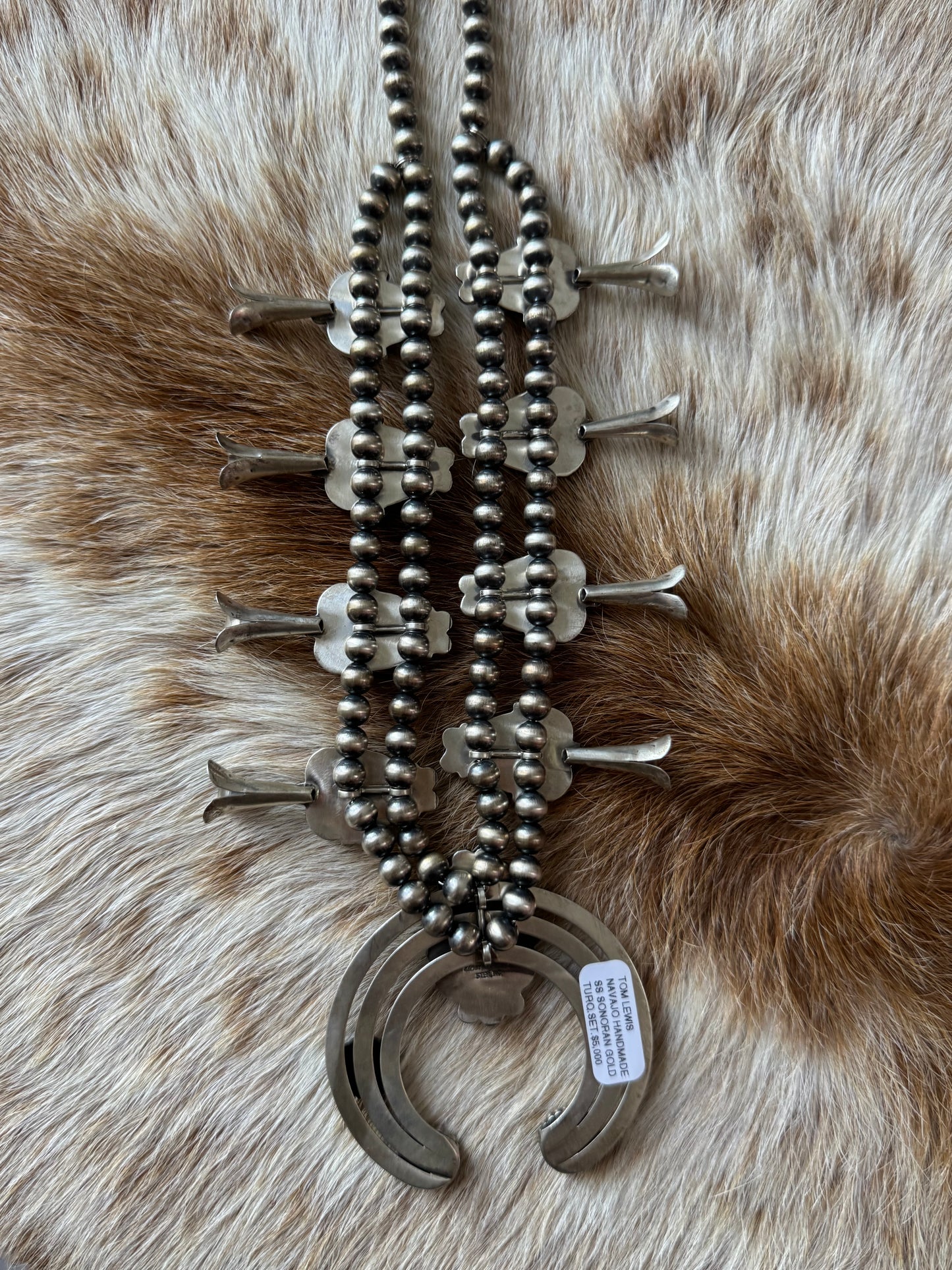 Sonoran Gold Turquoise Squash Blossom Necklace with Earrings