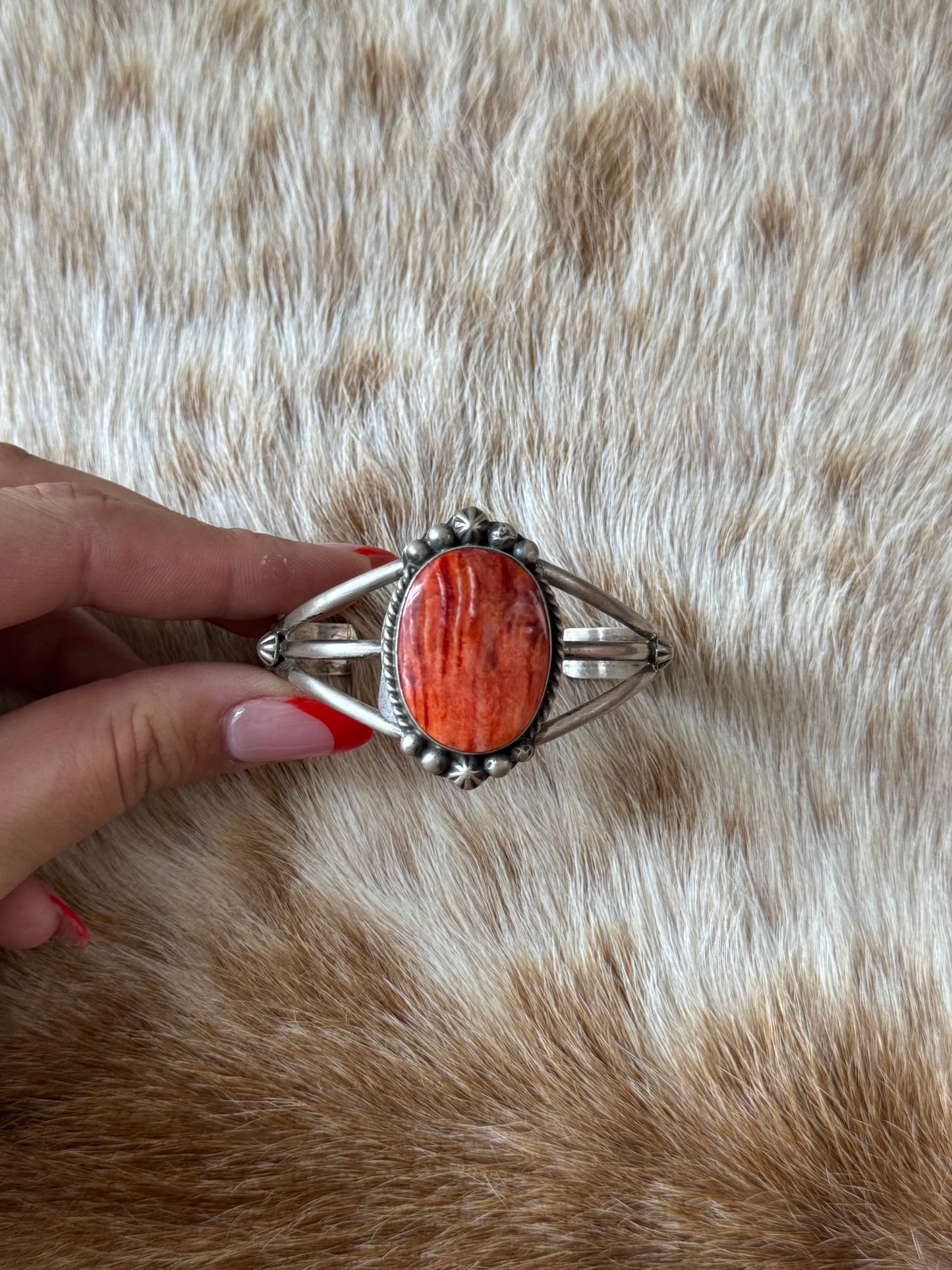 Orange Spiny Oyster Cuff Bracelet