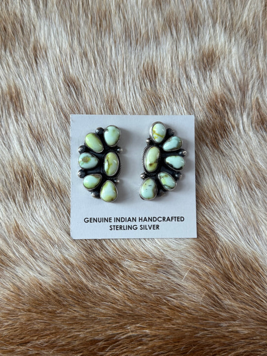 Palomino Variscite Half Cluster Earrings