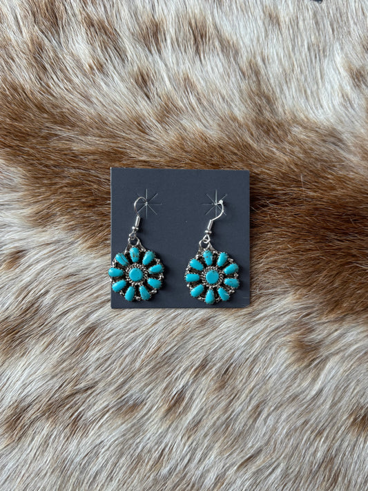 Turquoise Cluster Dangle Earrings
