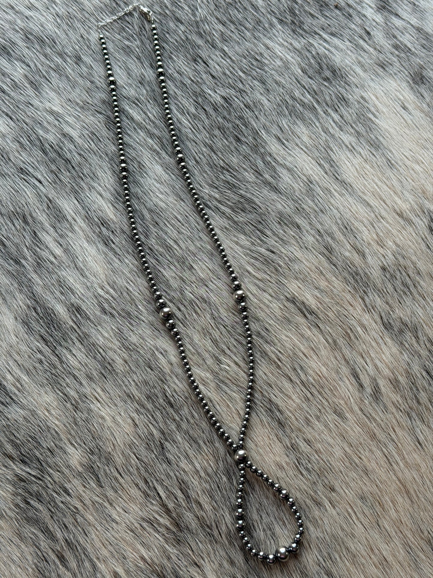 Graduated Sterling Pearl Hoop Necklace