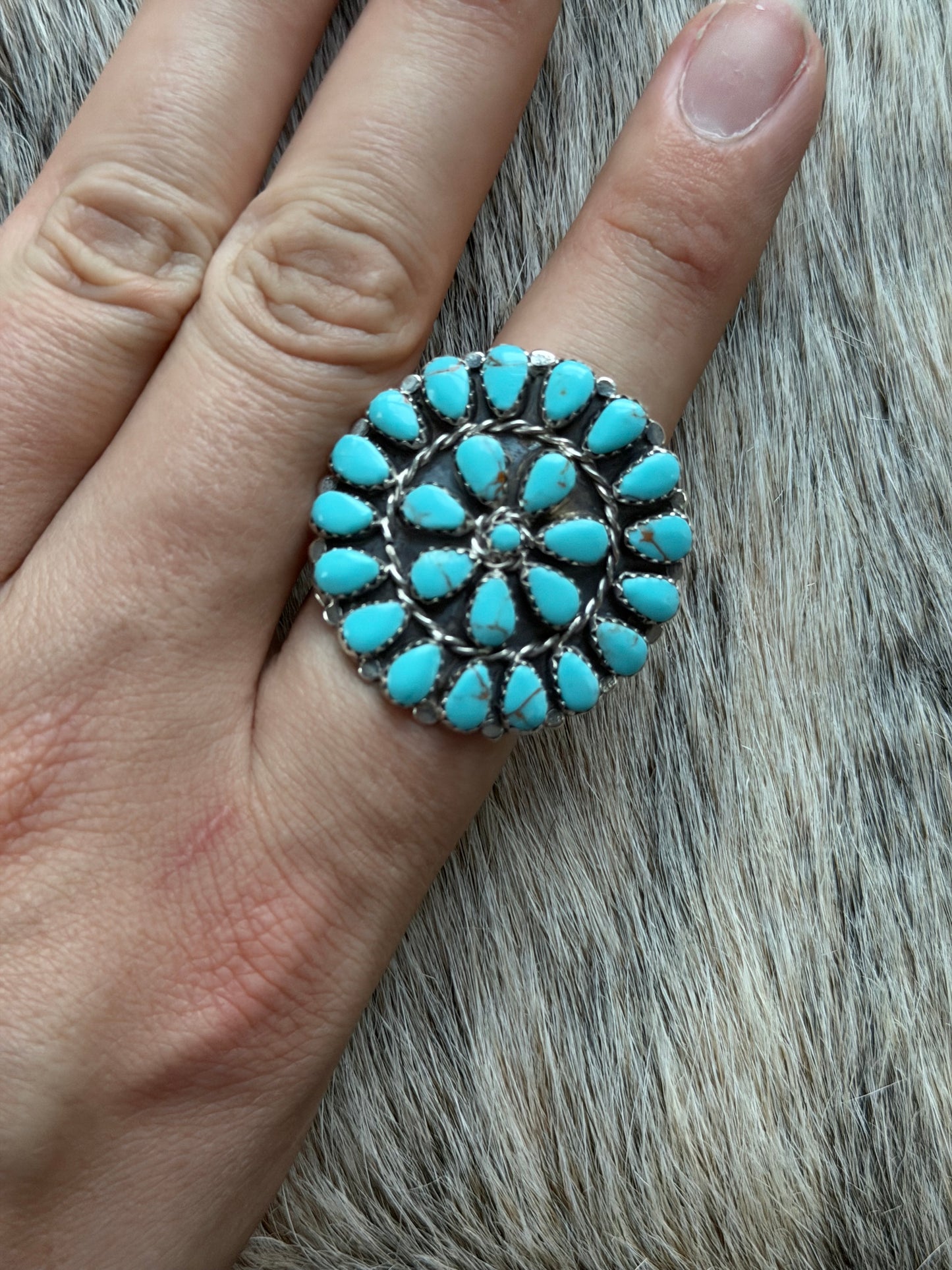 Size 9.5 Turquoise Cluster Ring
