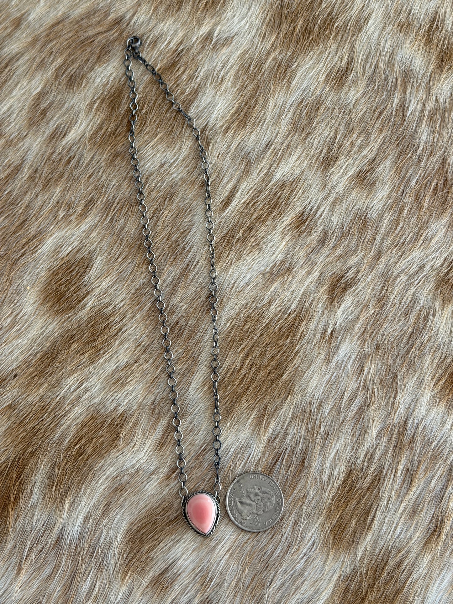 Pink Conch Teardrop Necklace