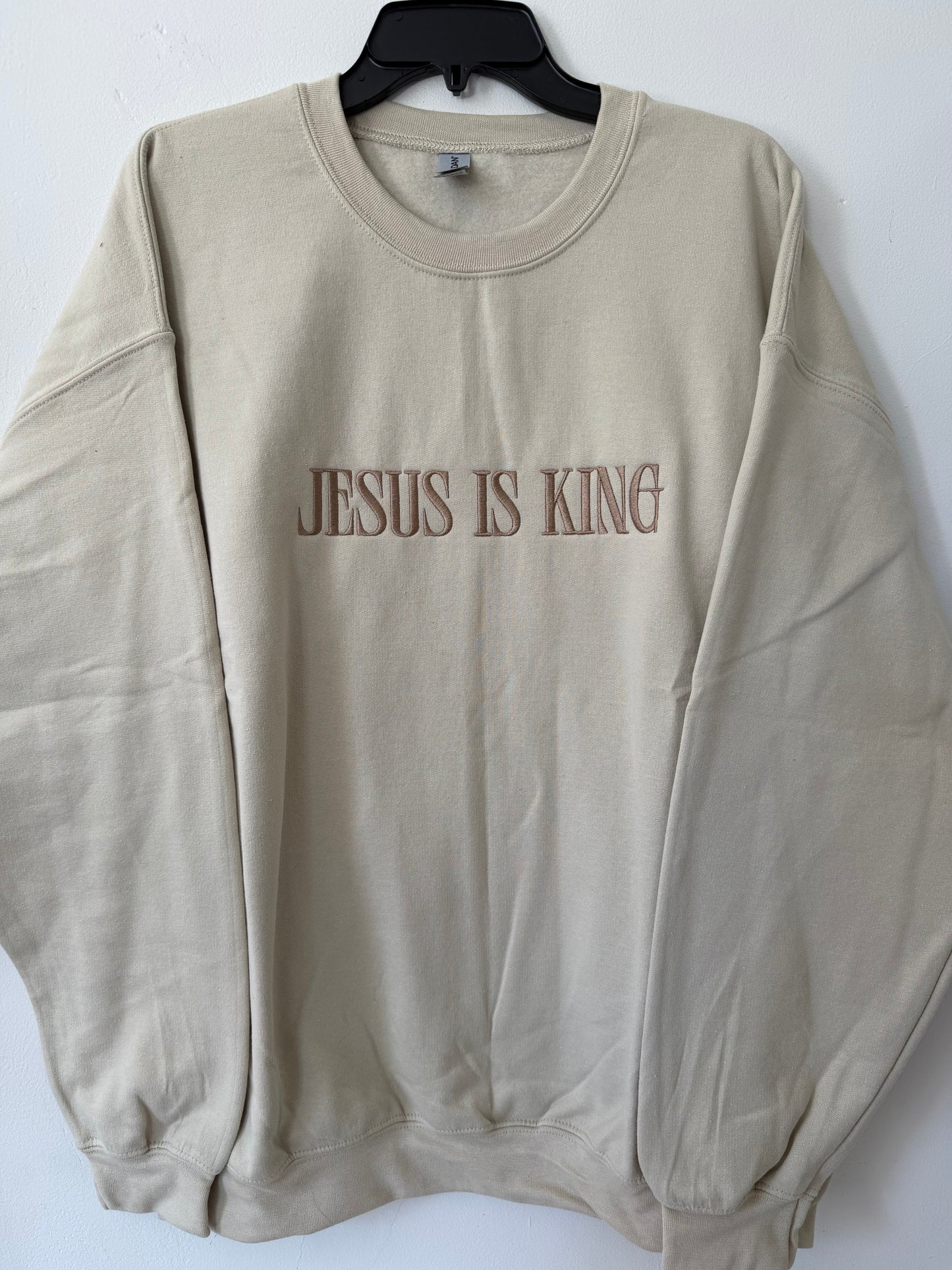 JESUS IS KING Embroidered Heavyweight Sweatshirt